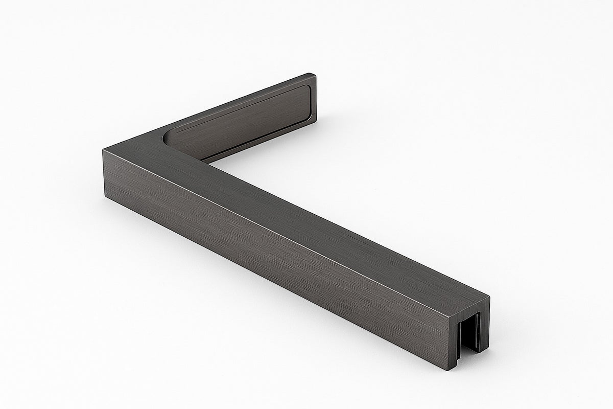 90° Stabilisierungswinkel 220 mm – für freistehende Glaswände ohne Glasbohrung, Graphit