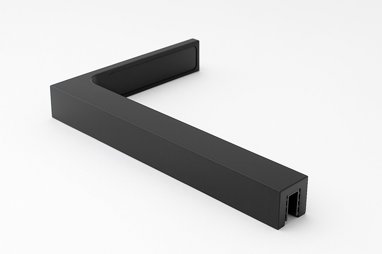 90° Stabilisierungswinkel 220 mm – für freistehende Glaswände ohne Glasbohrung, Schwarz matt