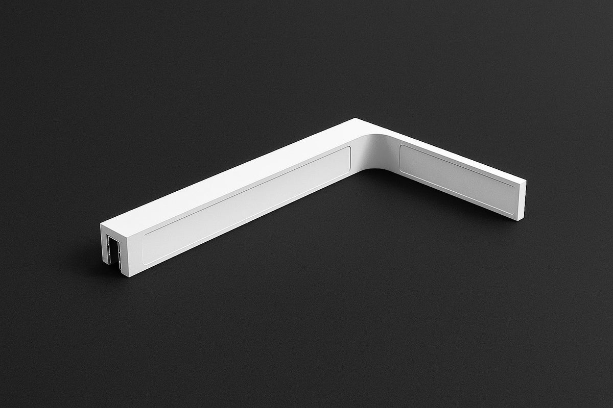 90° Stabilisierungswinkel 220 mm – für freistehende Glaswände ohne Glasbohrung, Weiß