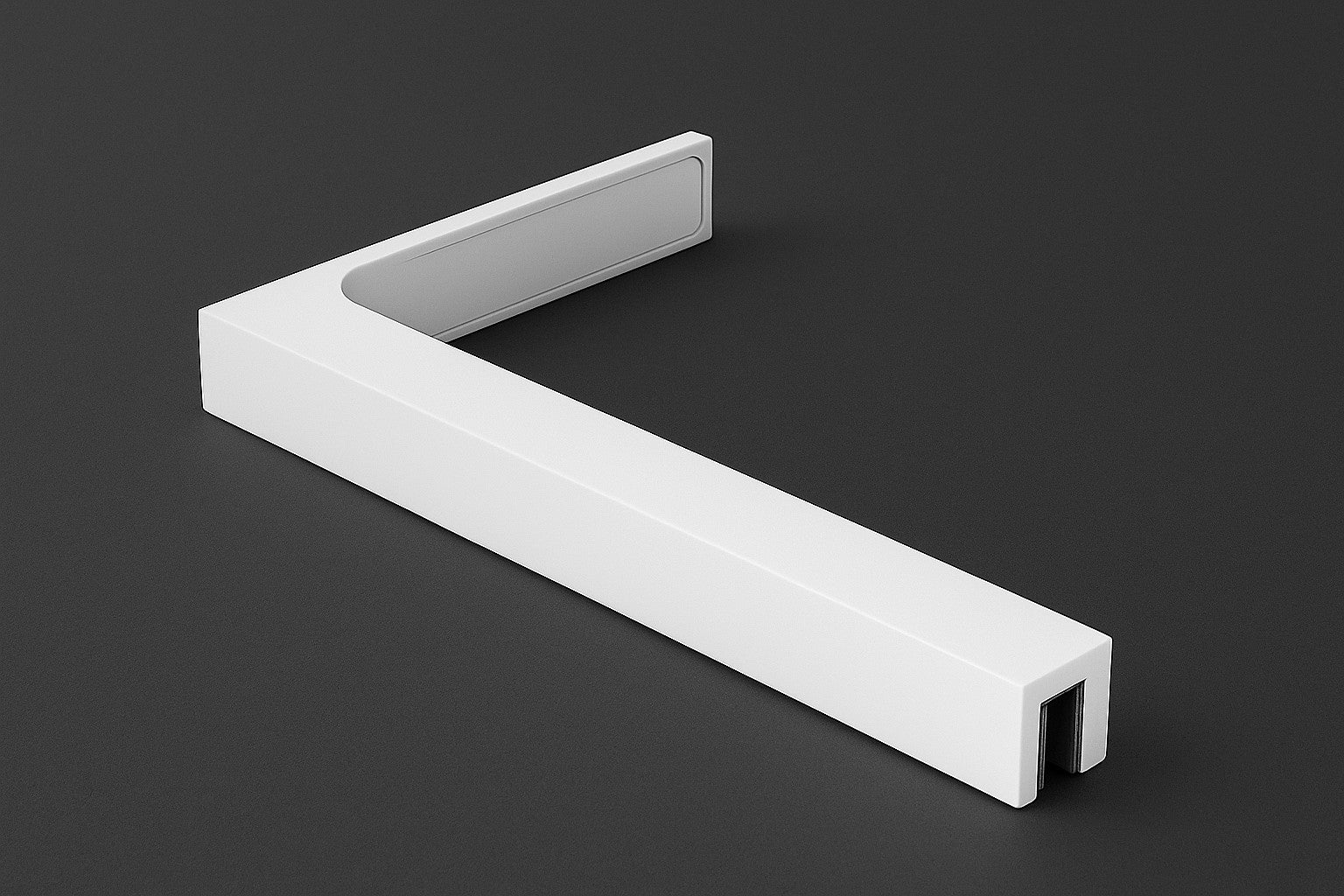 90° Stabilisierungswinkel 220 mm – für freistehende Glaswände ohne Glasbohrung, Weiß