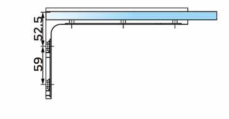 90° Stabilisierungswinkel 220 mm – für freistehende Glaswände ohne Glasbohrung