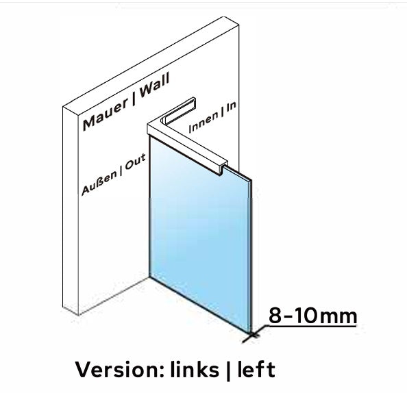 90° Stabilisierungswinkel 220 mm – für freistehende Glaswände ohne Glasbohrung