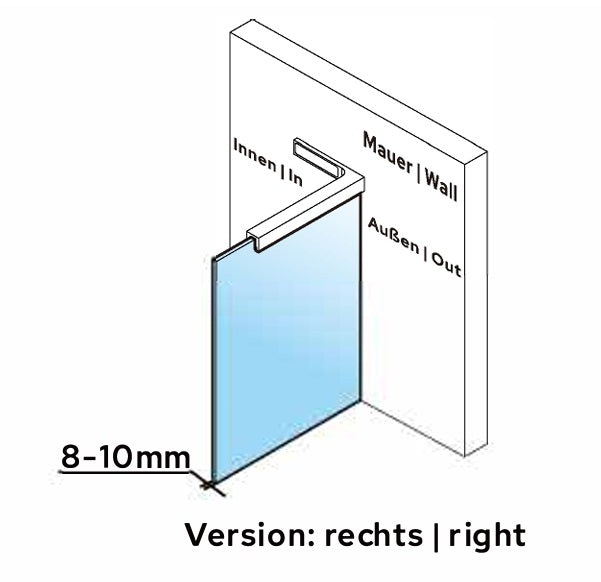 90° Stabilisierungswinkel 220 mm – für freistehende Glaswände ohne Glasbohrung