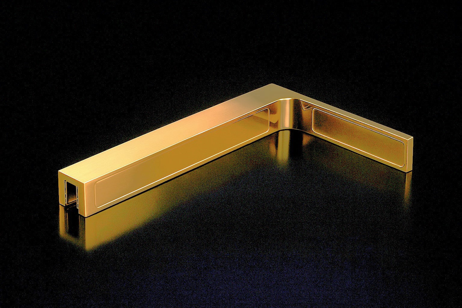 90° Stabilisierungswinkel 220 mm – für freistehende Glaswände ohne Glasbohrung, Gold glanz