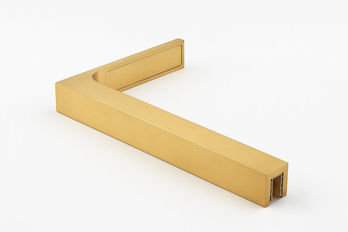 90° Stabilisierungswinkel 220 mm – für freistehende Glaswände ohne Glasbohrung, Gold glanz