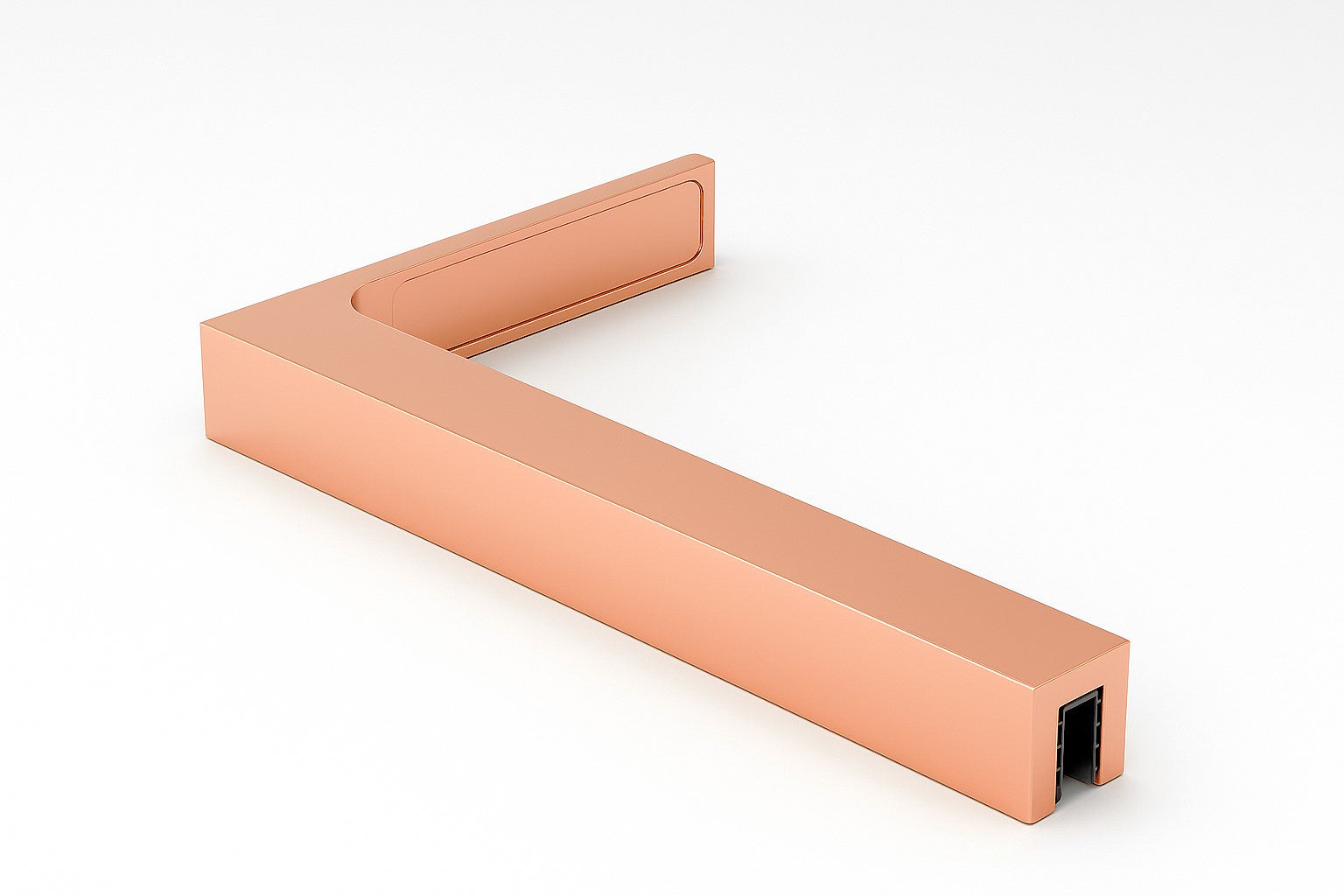 90° Stabilisierungswinkel 220 mm – für freistehende Glaswände ohne Glasbohrung, Kupfer