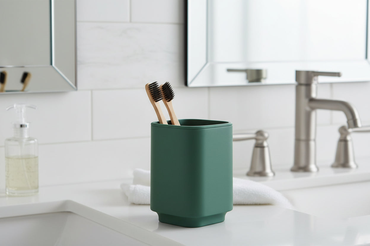 SATIN SQUARE Zahnputzbecher – minimalistisches Design für ein aufgeräumtes Bad