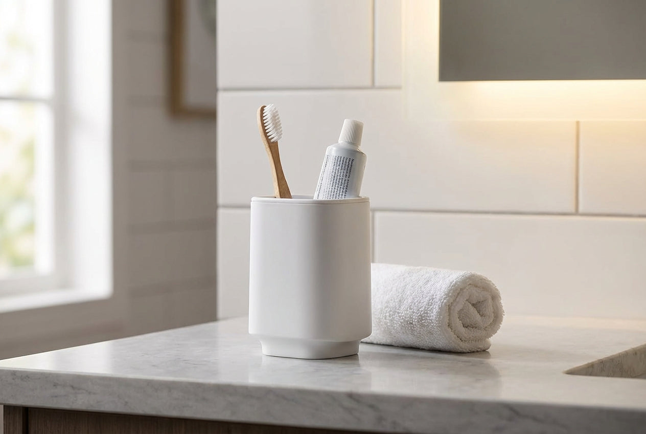 SATIN SQUARE Zahnputzbecher – minimalistisches Design für ein aufgeräumtes Bad