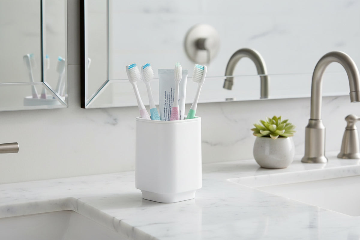 SATIN SQUARE Zahnputzbecher – minimalistisches Design für ein aufgeräumtes Bad