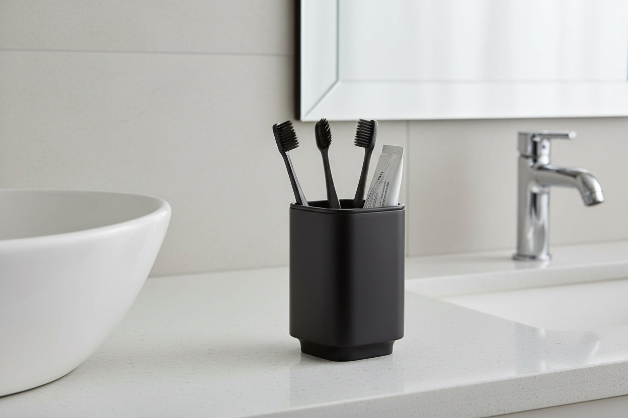 SATIN SQUARE Zahnputzbecher – minimalistisches Design für ein aufgeräumtes Bad