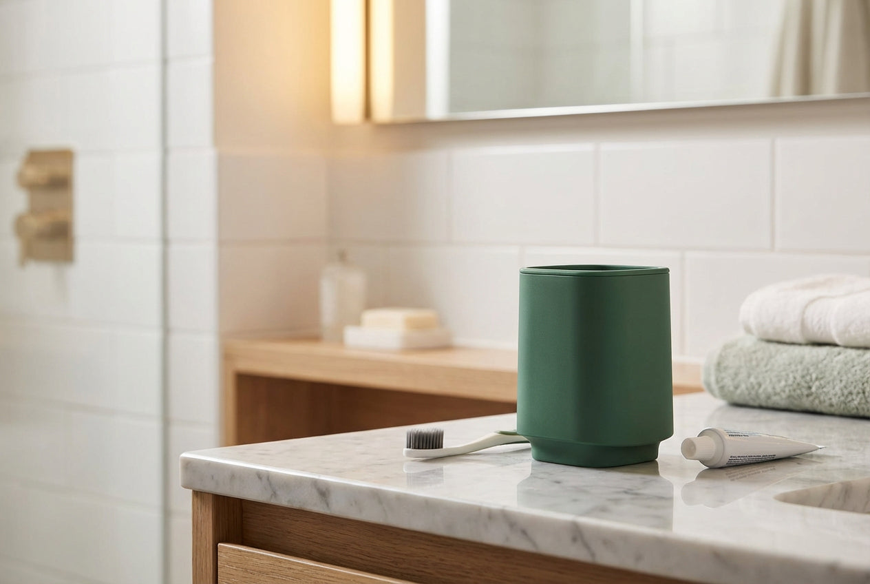 SATIN SQUARE Zahnputzbecher – minimalistisches Design für ein aufgeräumtes Bad