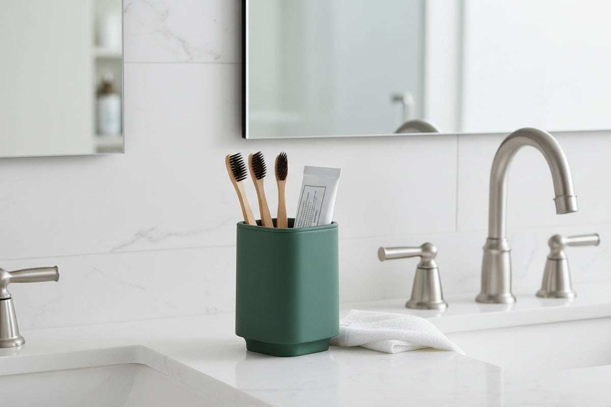 SATIN SQUARE Zahnputzbecher – minimalistisches Design für ein aufgeräumtes Bad