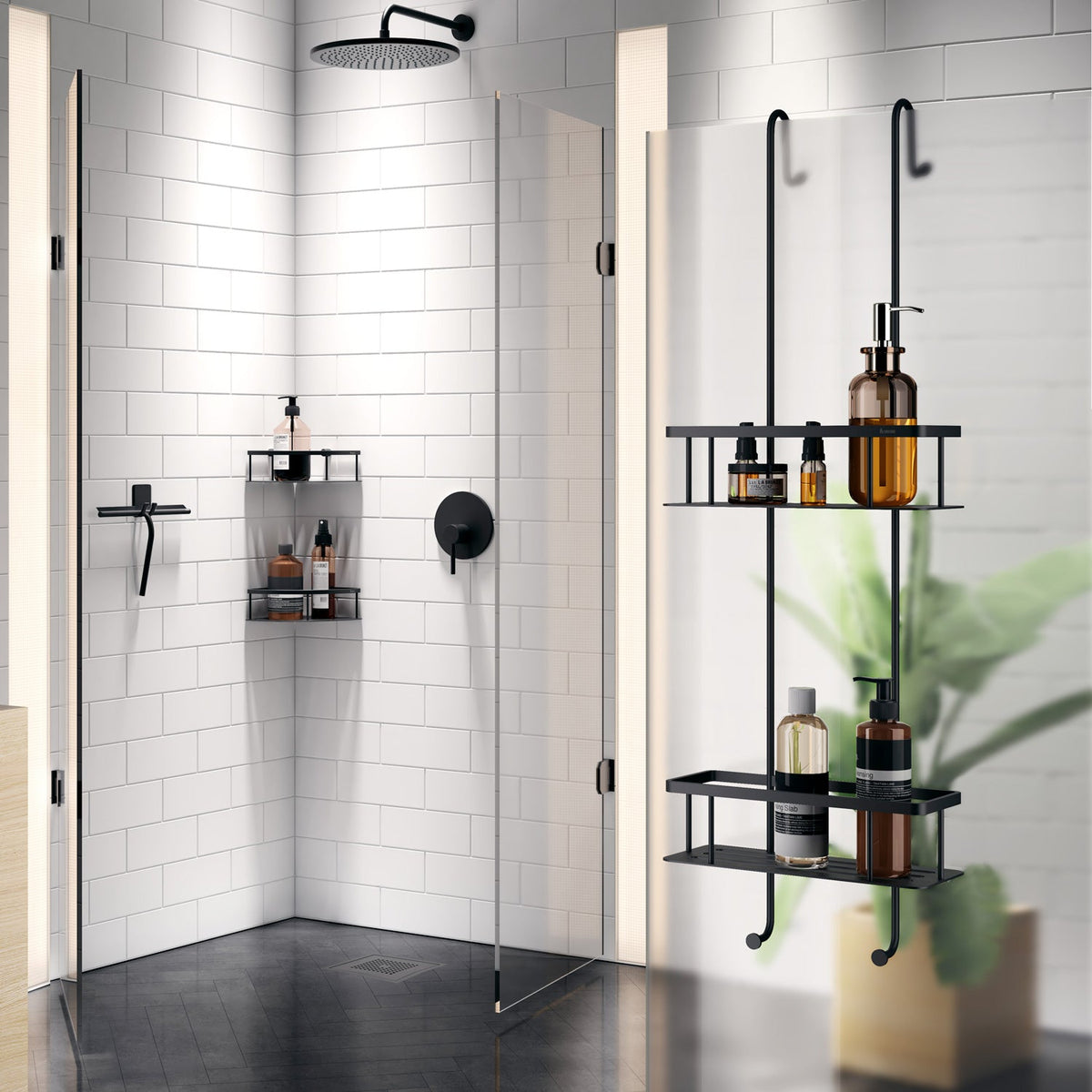 Smedbo Sideline Duschkorb doppelt Schwarz Lifestyle