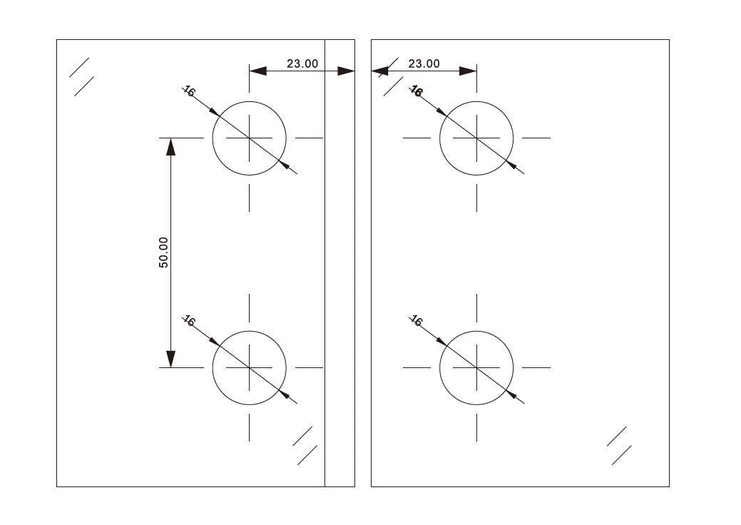 ALTEA Duschtürband 135° Bohrschema
