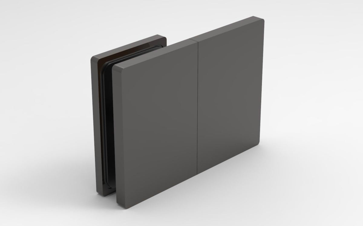 Bellagio Verbinder Glas-Wand 180° in Graphit poliert glänzend