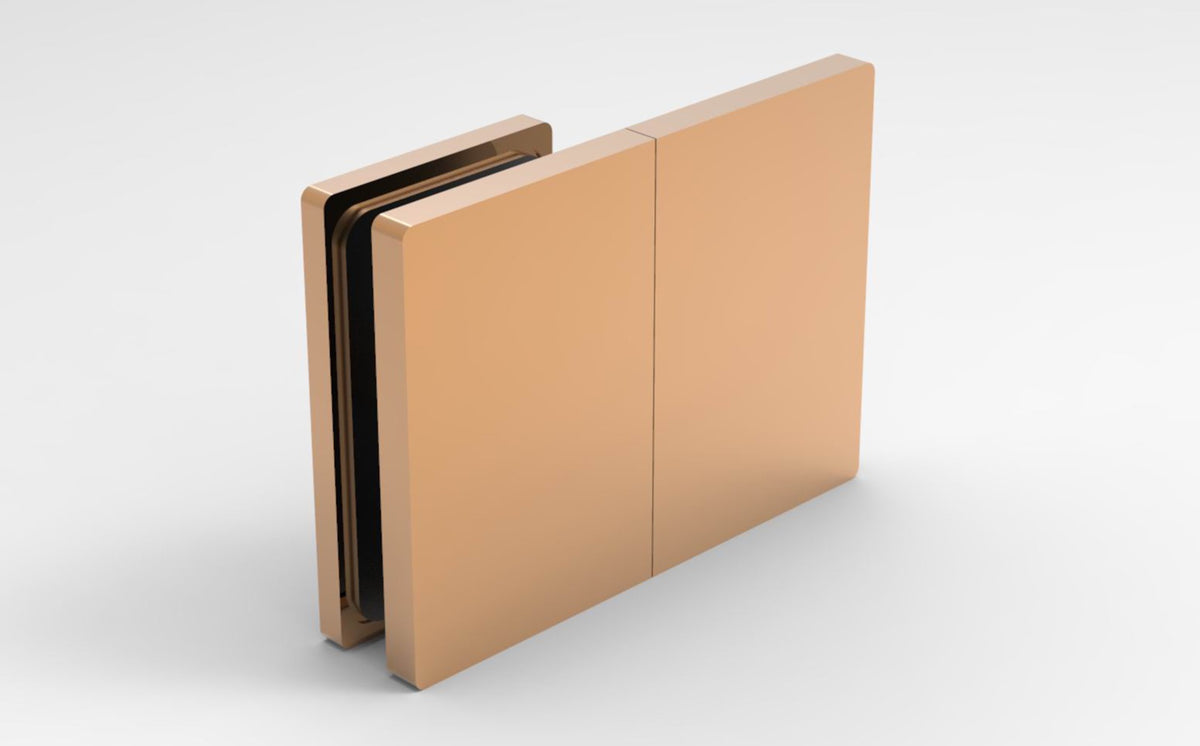 Bellagio Verbinder Glas-Wand 180° in Kupfer poliert glänzend (Rose-Gold)