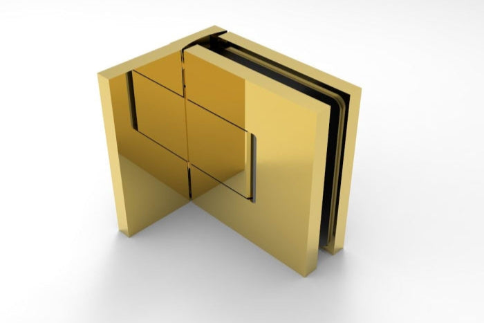 Bellagio Pendeltürband, goldfarbig, 90° Glas-Wand, Anschraubplatte einseitig, inkl. Abdeckplatten, BEL344