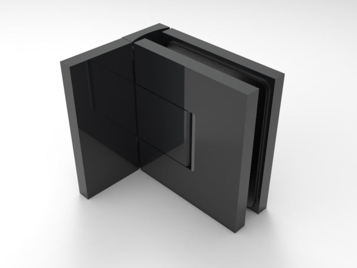 Bellagio Pendeltürband, 90° Glas-Wand, Anschraubplatte einseitig, inkl. Abdeckplatten, BEL344, Schwarz