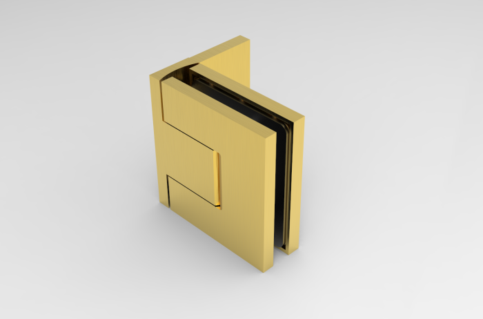 Bellagio Pendeltürband, goldfarbig, 90° Glas-Wand, Anschraubplatte einseitig, inkl. Abdeckplatten, BEL344