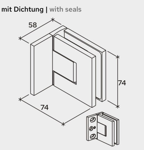 Bellagio Pendeltürband 90° Glas-Wand – 8/10 mm ESG, 50 kg, einstellbar – Art.Nr. BEL344