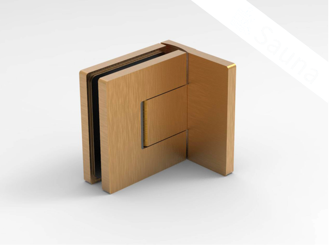 Pendeltürband Sauna 90° Glas-Wand in Kupfer gebürstet matt