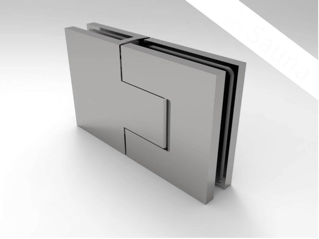 Pendeltürband Sauna 180° Glas-Glas in Chrom poliert