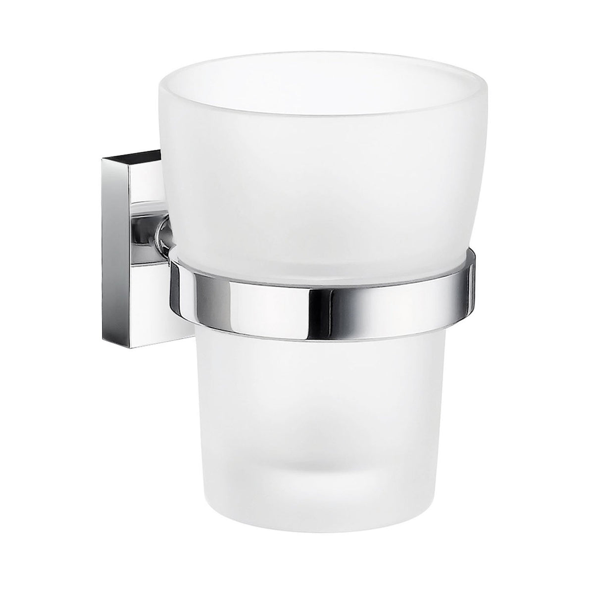 HOUSE Zahnputzbecherhalter mit Mattglas-Becher, Oberfläche Chrom poliert