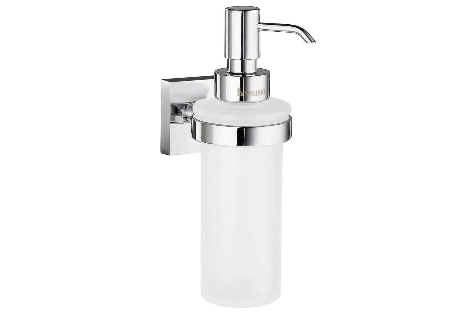 HOUSE Seifenspenderhalter mit Mattglas-Spender Wandmodell, Höhe 180 mm, Oberfläche Chrom poliert