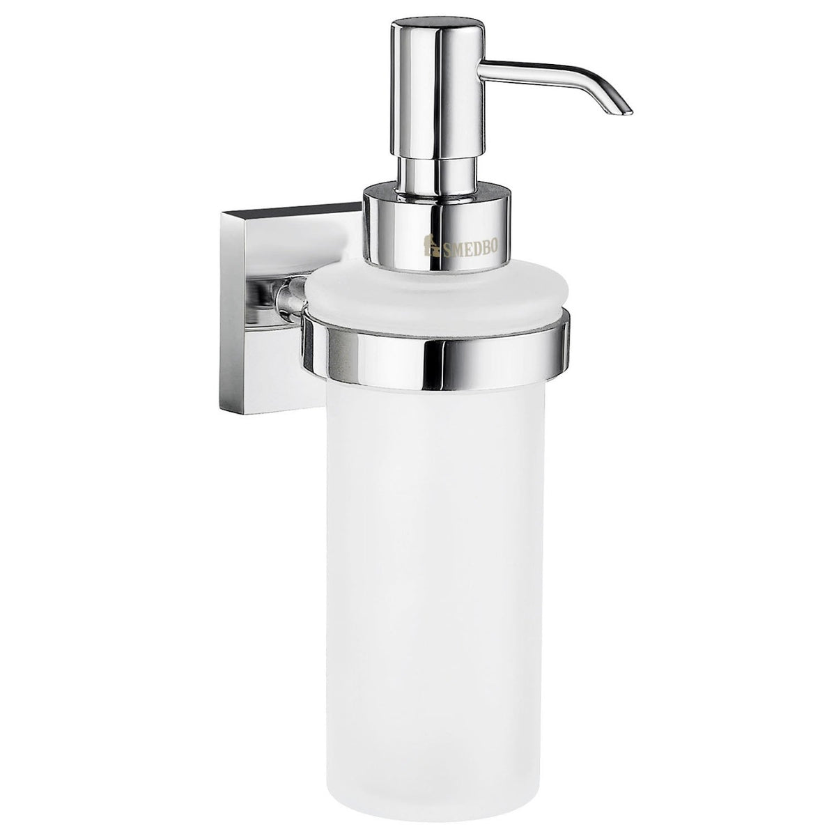 HOUSE Seifenspenderhalter mit Mattglas-Spender Wandmodell, Höhe 180 mm, Oberfläche Chrom poliert