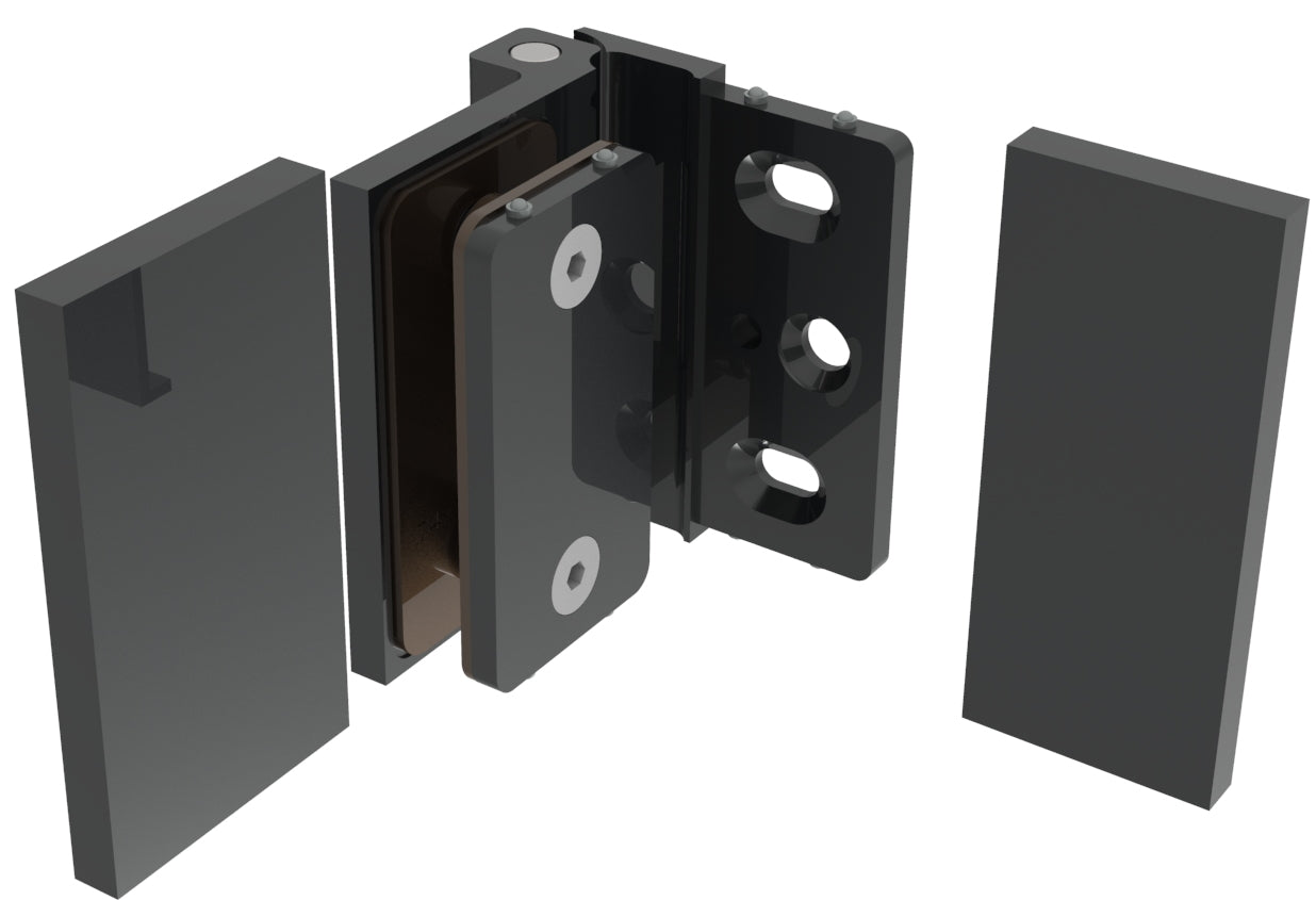 Anschlagband 90° Glas-Wand Schwarz matt, Detailansicht