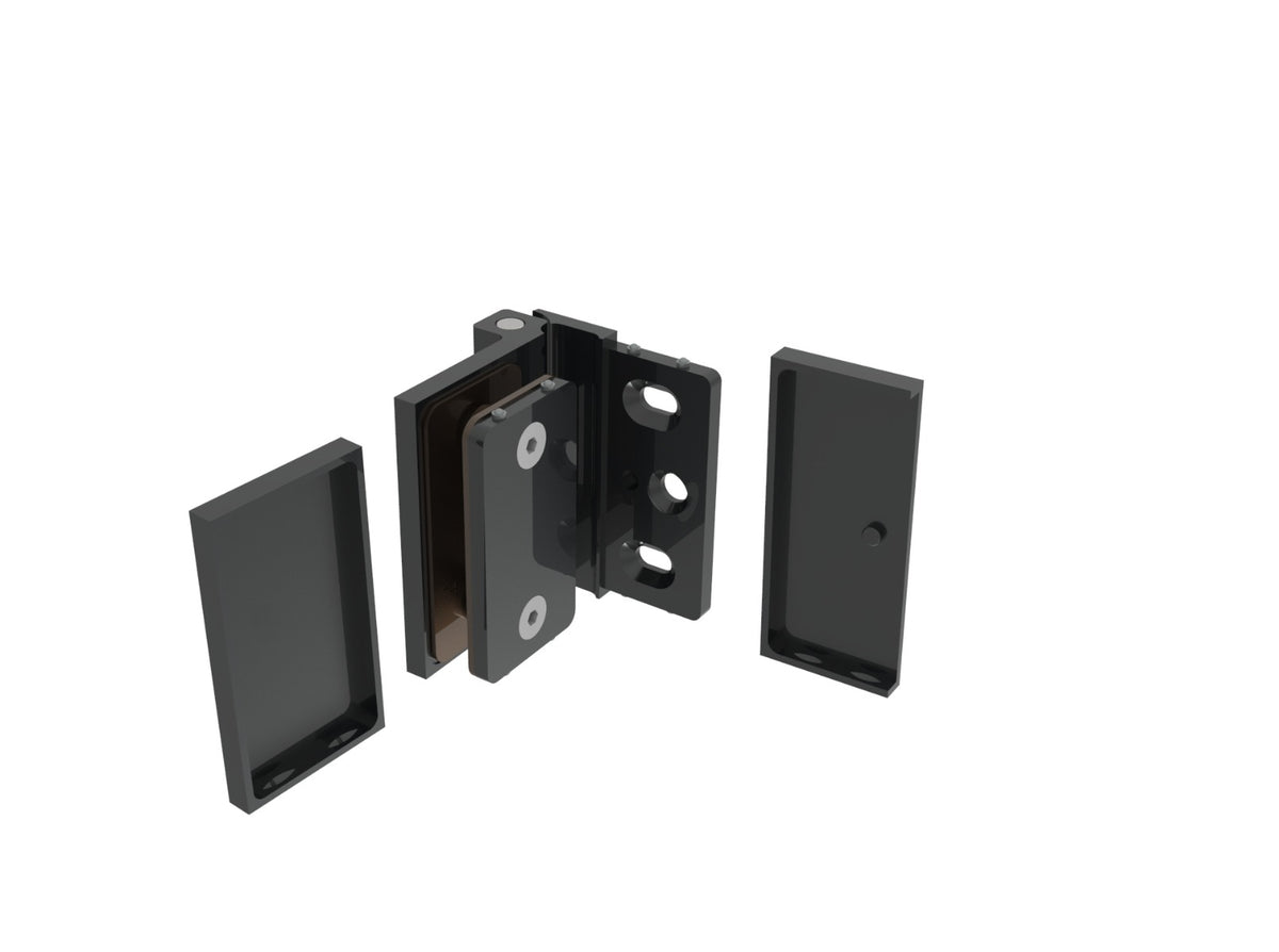 Anschlagband 90° Glas-Wand Schwarz matt, Detail Verschraubung