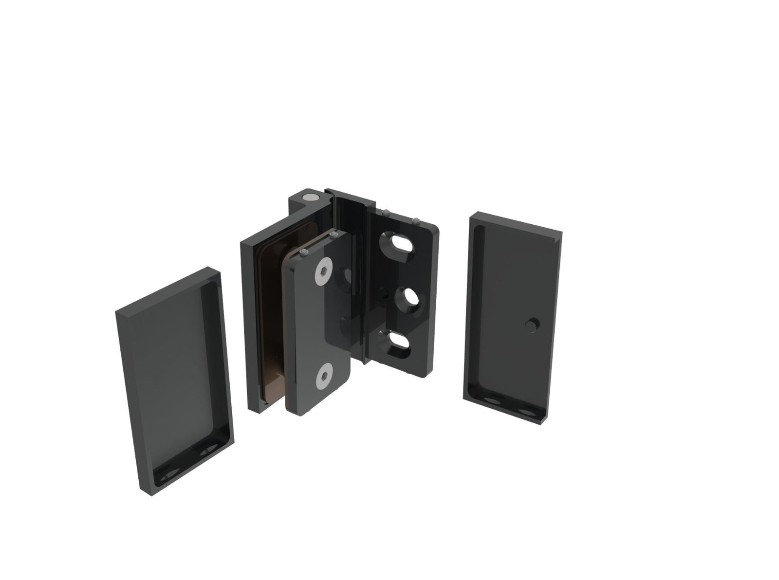 Anschlagband 90° Glas-Wand Schwarz matt, Detail Verschraubung