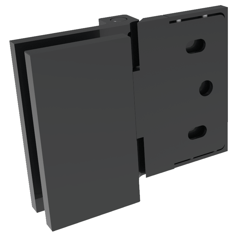 Anschlagband 180° Glas-Wand Schwarz matt, Seitenansicht