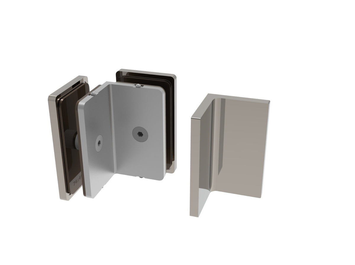 Winkelverbinder 90° Glas-Glas Chrom, Detail
