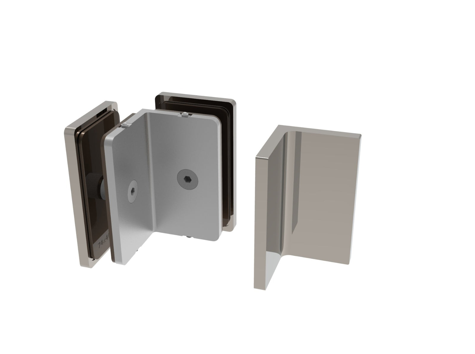 Winkelverbinder 90° Glas-Glas Chrom, Detail