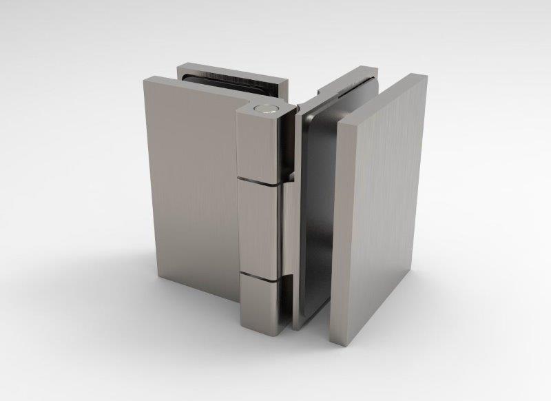 Anschlagband 90° Glas-Glas Edelstahl, Seitenansicht