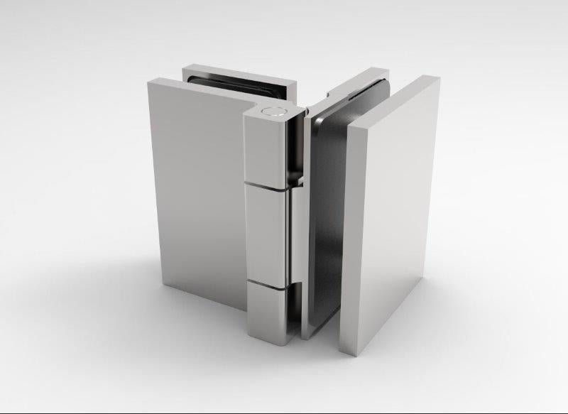 Anschlagband 90° Glas-Glas Chrom, Seitenansicht