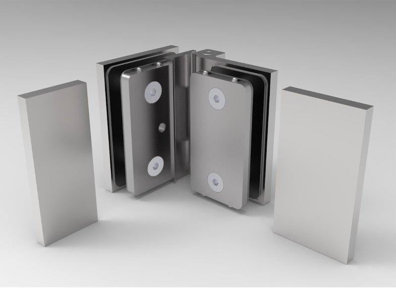 Anschlagband 90° Glas-Glas Chrom, Detailansicht
