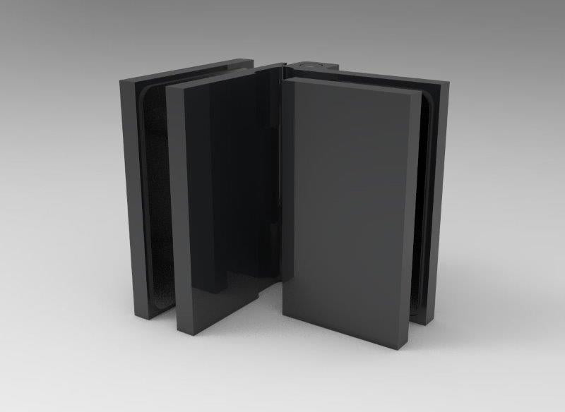 Anschlagband 90° Glas-Glas Schwarz matt