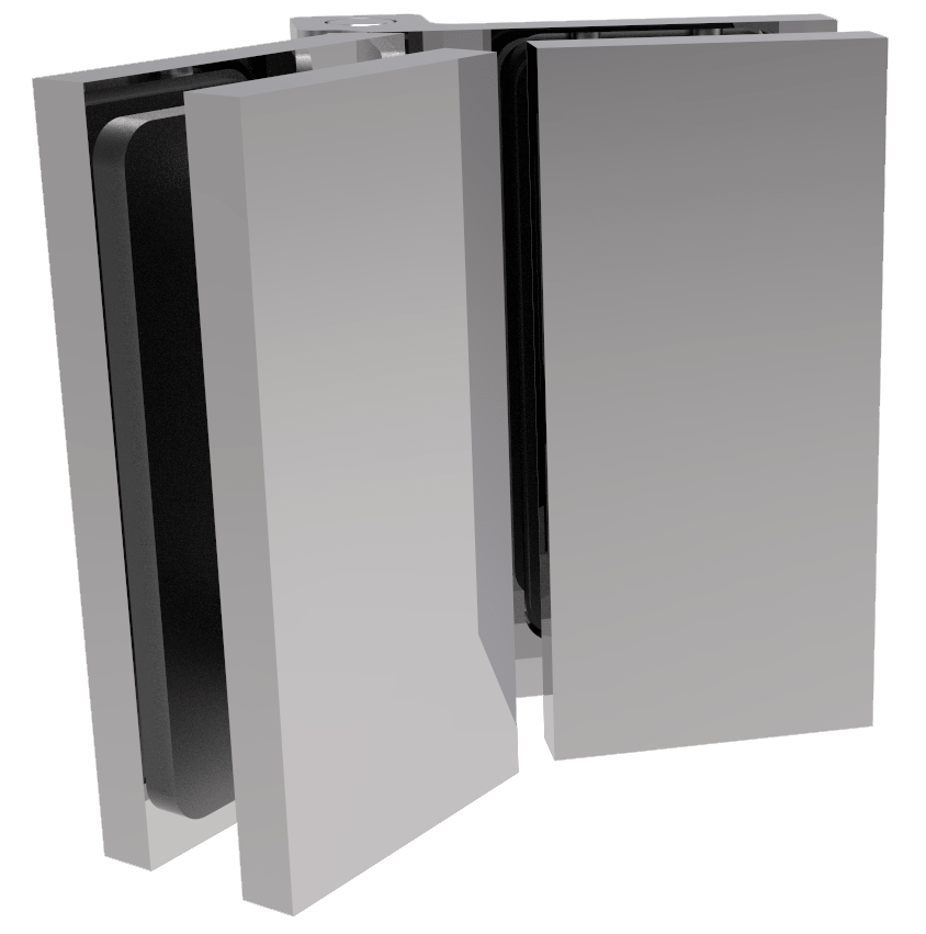 COMO Anschlagband 135° Glas-Glas, Chrom, Frontansicht