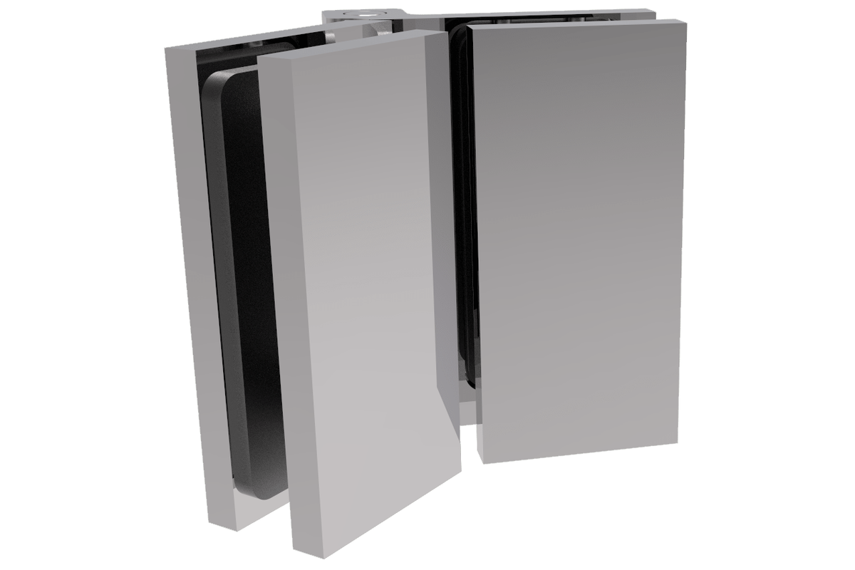 COMO Anschlagband 135° Glas-Glas, Chrom, Frontansicht