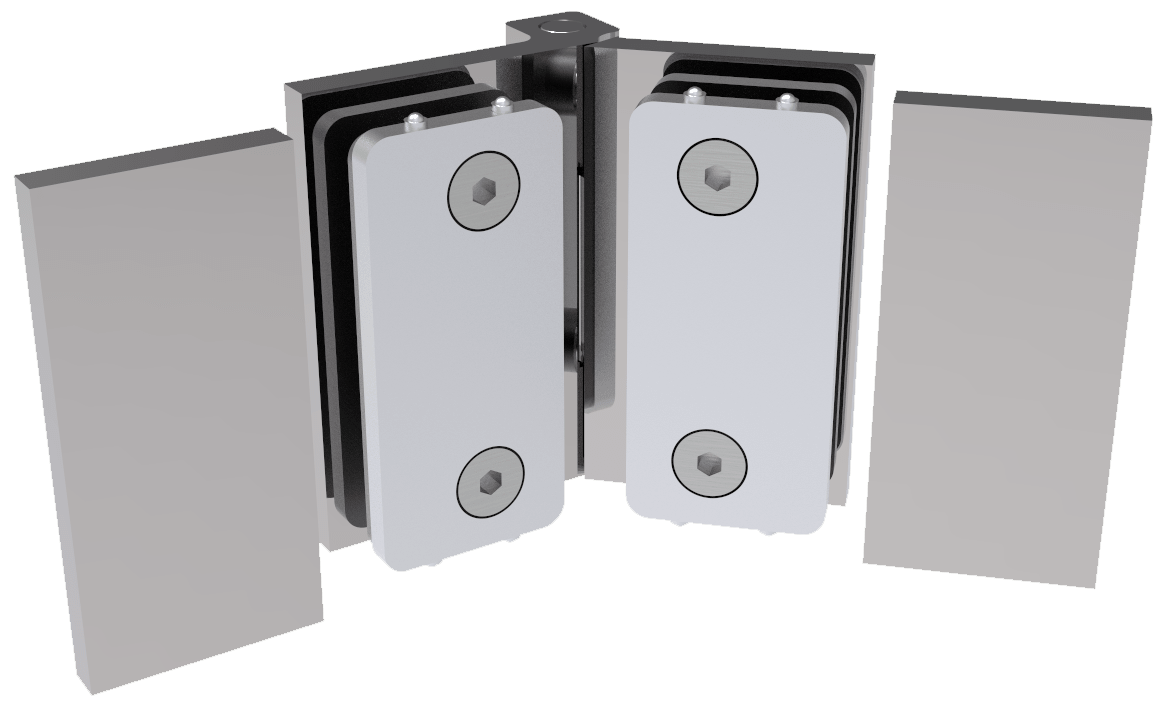 COMO Anschlagband 135° Glas-Glas, Chrom, Detailansicht