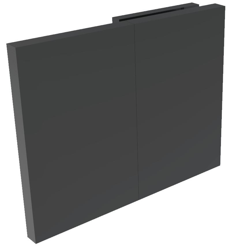 COMO Verbinder 180° Glas-Wand Festteil, matt schwarz, Frontansicht