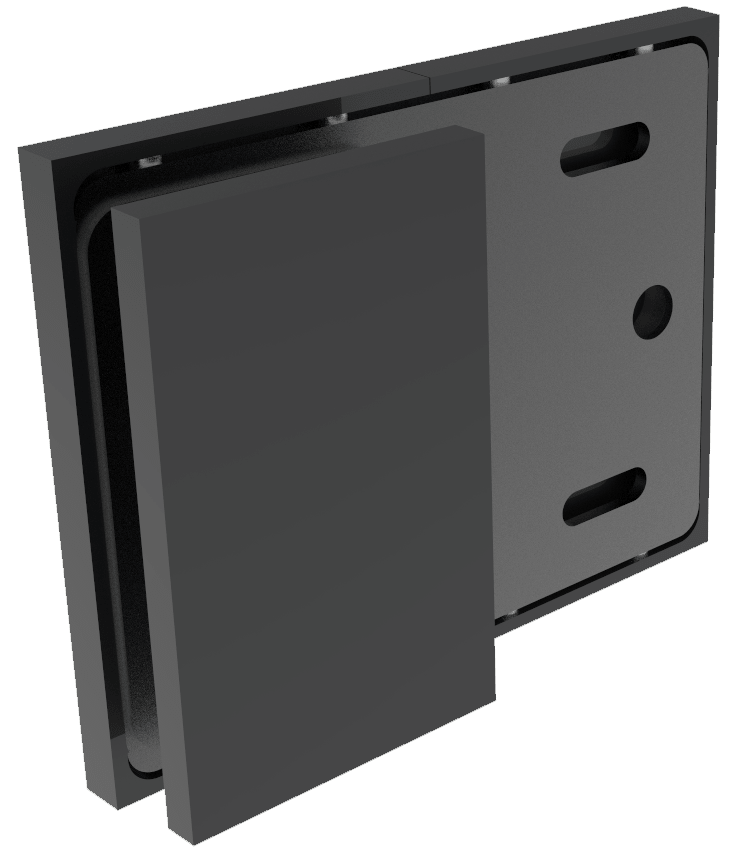 COMO Verbinder 180° Glas-Wand Festteil, matt schwarz, Seitenansicht