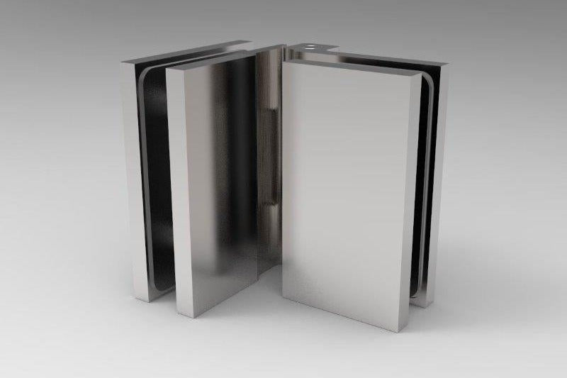 COMO Anschlagband 90° Glas-Glas nach außen, Chrom poliert