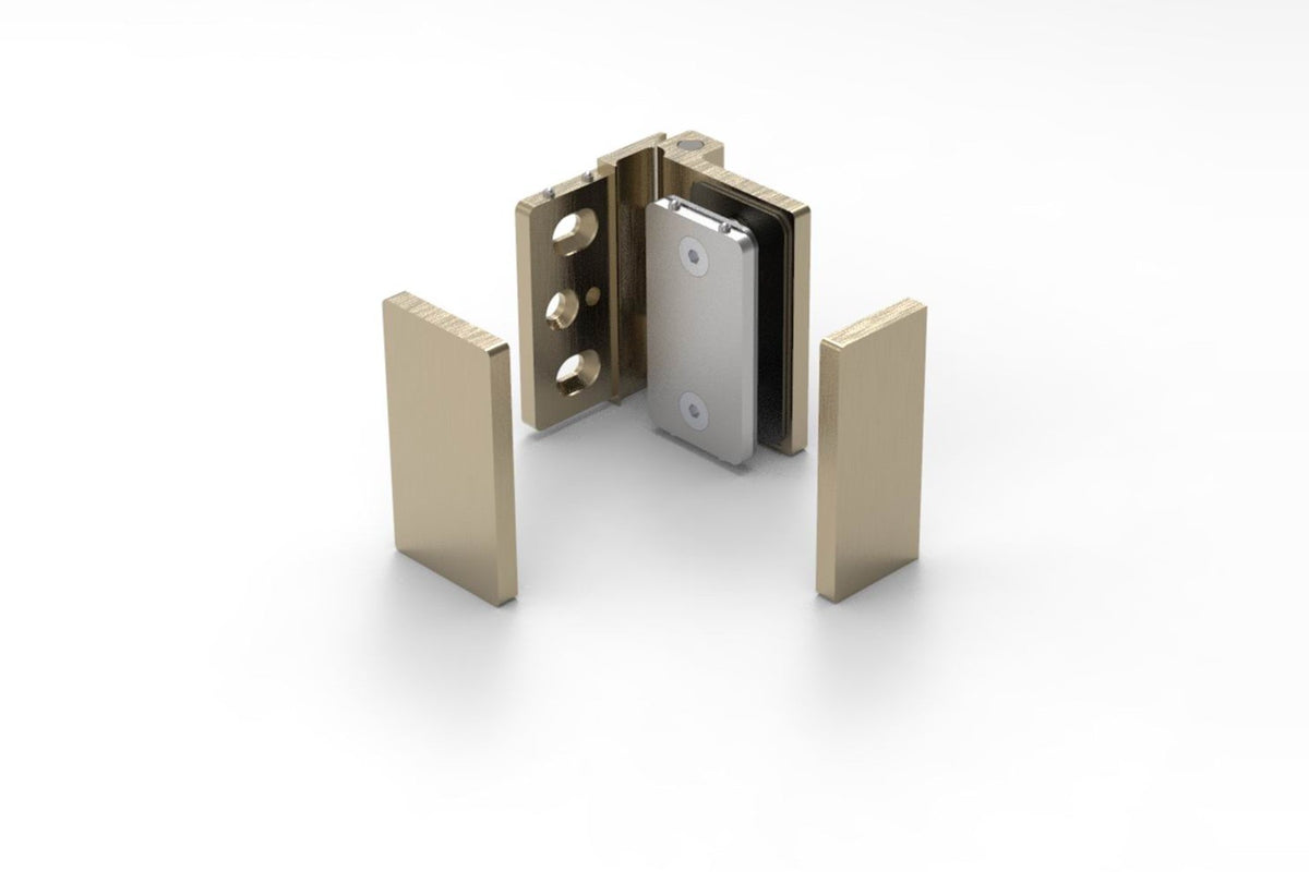 COMO Anschlagband 90° Glas-Wand, Bronze matt gebürstet, Einzelteile mit Abdeckplatten