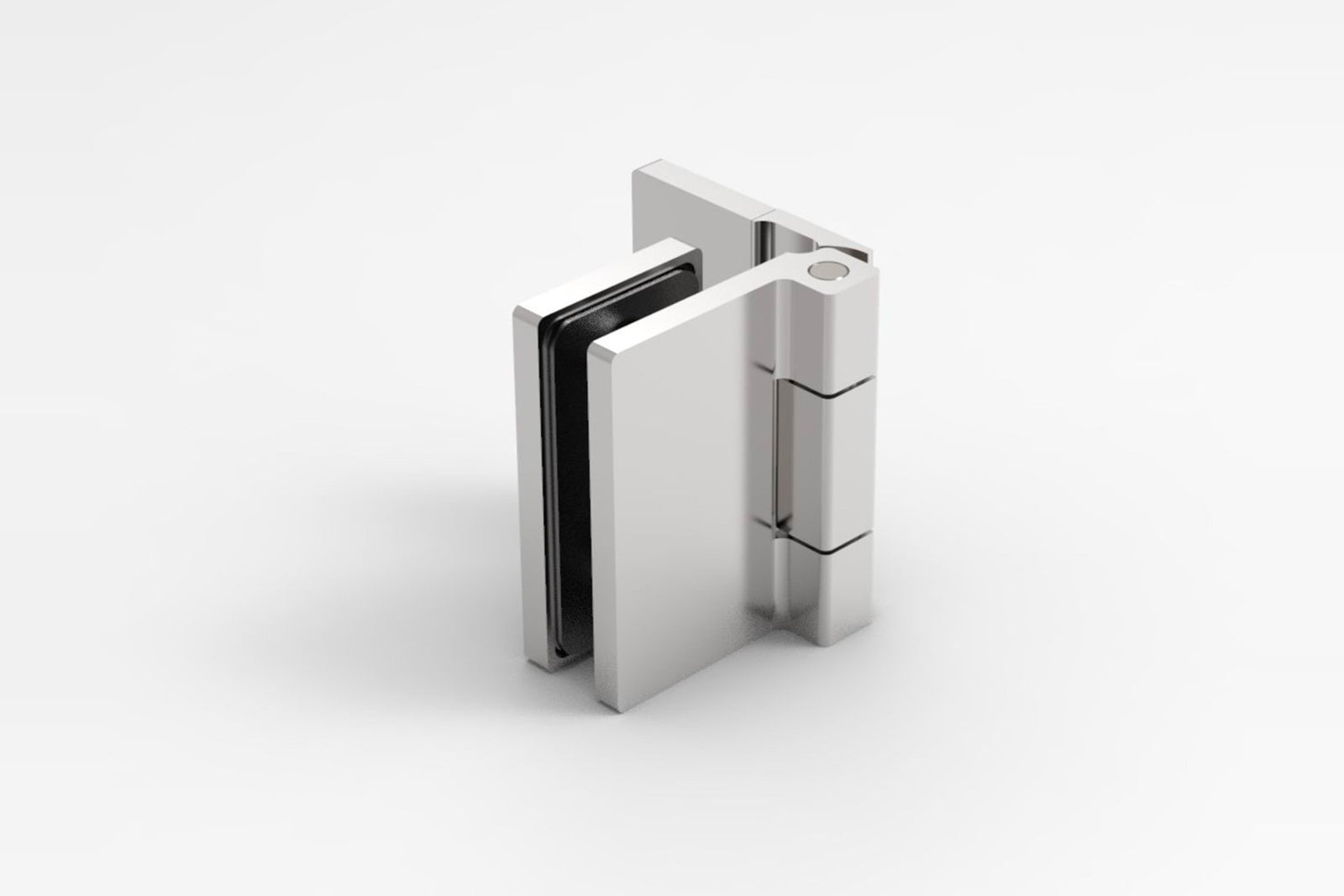 COMO Anschlagband 90° Glas-Wand, Chrom poliert glänzend, Ansicht Scharnierseite