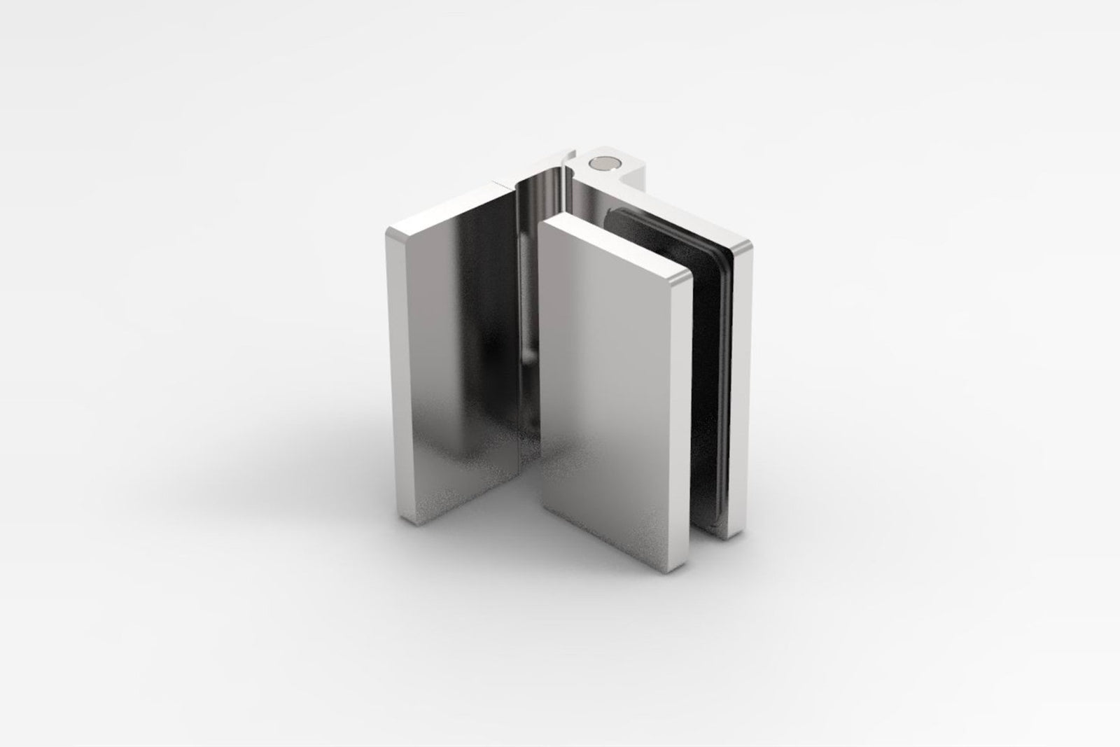COMO Anschlagband 90° Glas-Wand, Chrom poliert glänzend, Ansicht Glasaufnahme