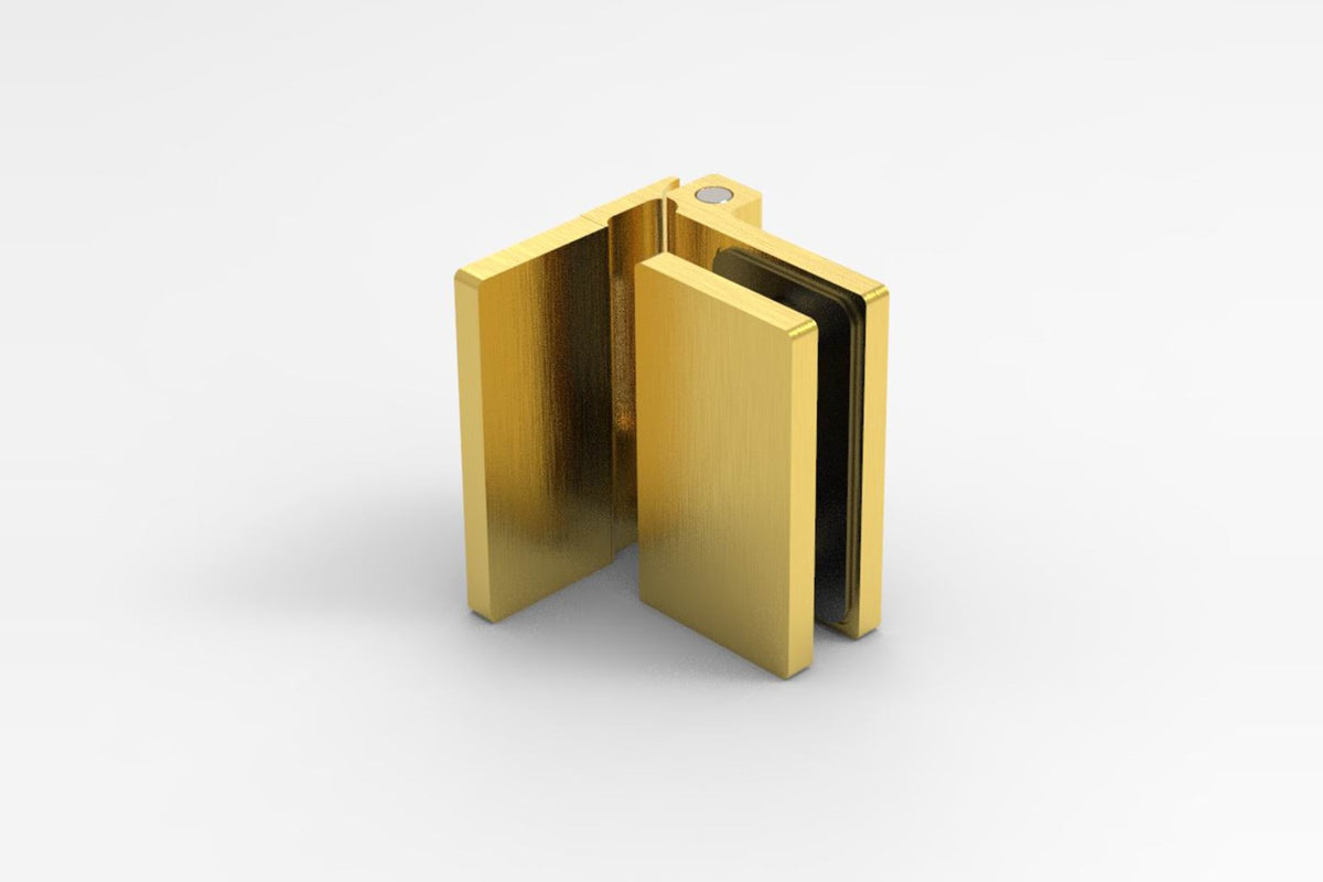 COMO Anschlagband 90° Glas-Wand, Messing matt (goldfarbig), Ansicht Glasaufnahme