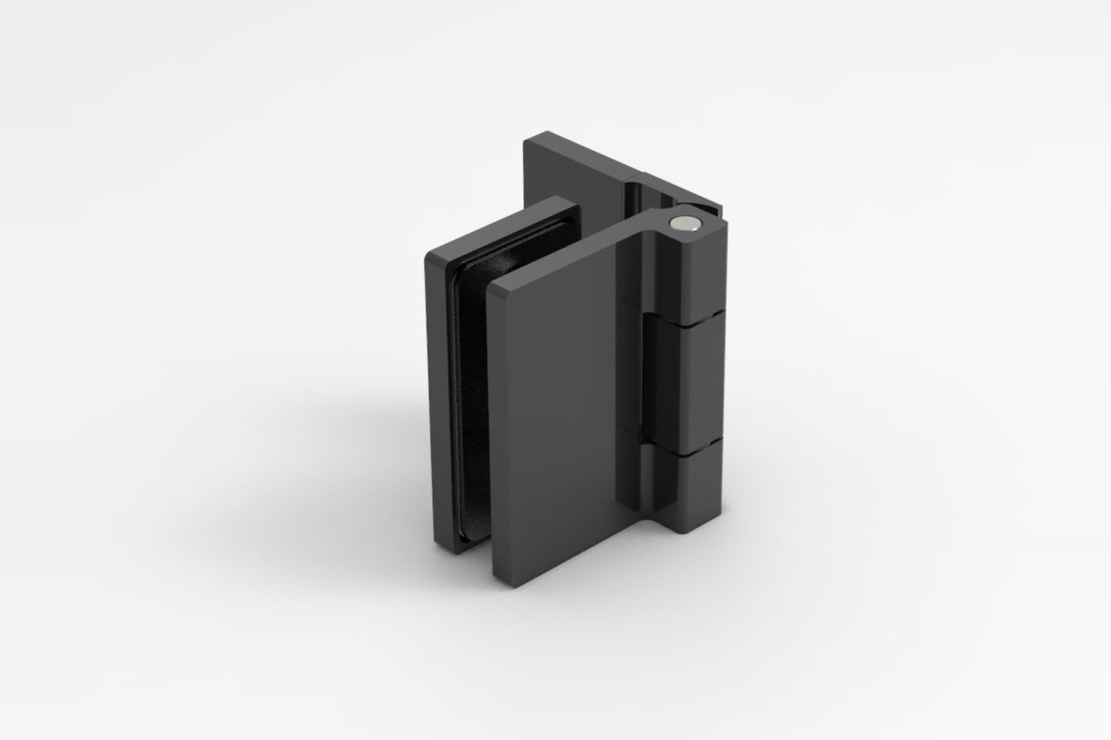 COMO Anschlagband 90° Glas-Wand, Schwarz matt, Ansicht Scharnierseite